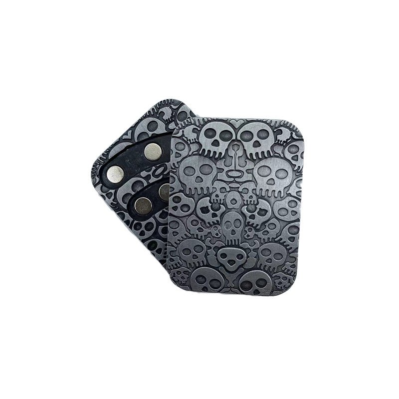 Skull Fingertip Slider — premium metal fidget toy front view